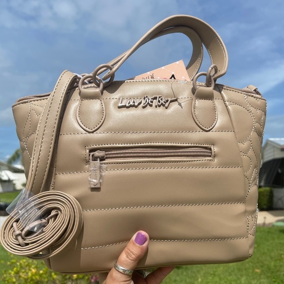 LUV BETSEY By Betsey Johnson LBKinley Satchel Bag In Taupe - Picture 14 of 15